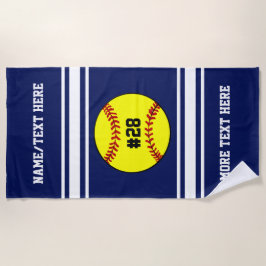 Softball Player Number Team Club Name Custom Color Strandtuch