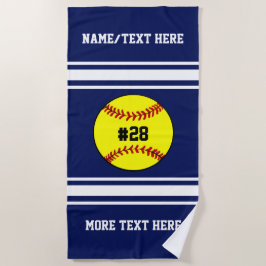 Softball Player Number Team Club Name Custom Color Strandtuch