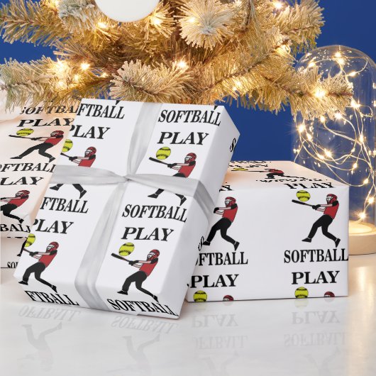 Softball Player Play Softball Geschenkpapier (Feiertage)