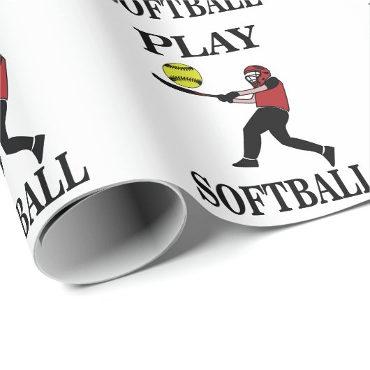 Softball Player Play Softball Geschenkpapier (Rolleneckpunkt)