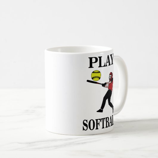 Softball Player Play Softball Kaffeetasse (VorderseiteRechts)