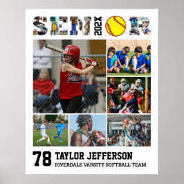 Softball Player Senior Night Sports Foto Collage Poster