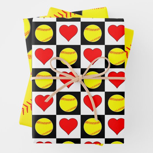 Softball Player Team Party Drei Matches Geschenkpapier Set (Beispiel)