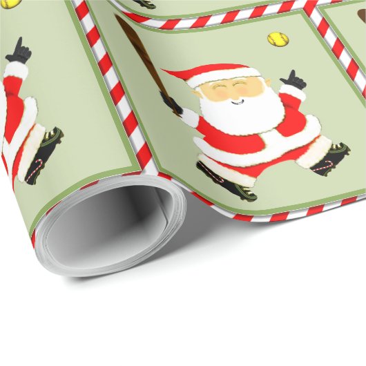 Softball Player Weihnachten Geschenkpapier (Rolleneckpunkt)