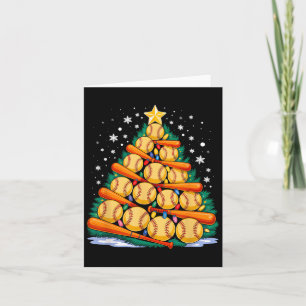 Softball Player Weihnachtsbaum Light Xmas Softball Karte