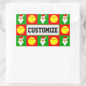 Softball Player Weihnachtsmann Individuelle Name / Rechteckiger Aufkleber (Tasche)