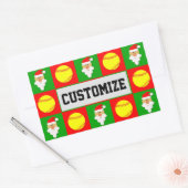 Softball Player Weihnachtsmann Individuelle Name / Rechteckiger Aufkleber (Umschlag)