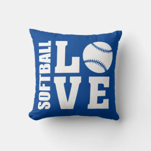 Softball Players, Love Softball,  Blue Kissen