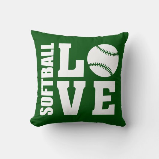 Softball Players, Love Softball, Green Kissen (Vorderseite)