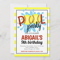 Softball Pool Party Geburtstag Einladung