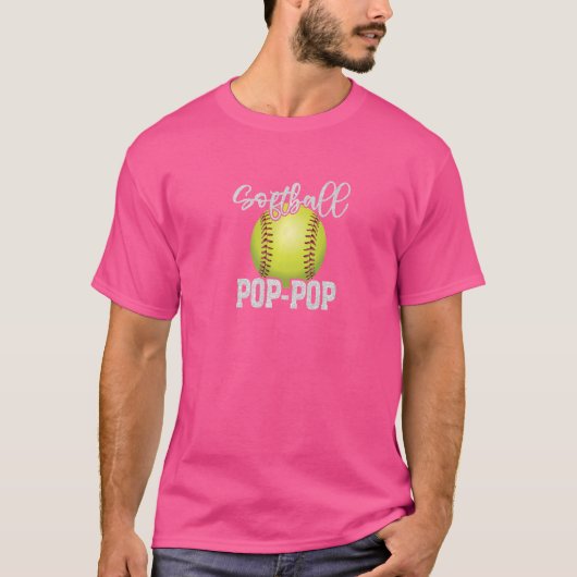 Softball Pop Pop Vintage Softball-Familienmatte T-Shirt (Vorderseite)