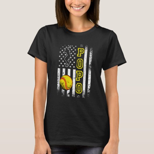 Softball Popo American Flag Vintage Softball T-Shirt (Vorderseite)