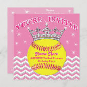 Softball Princess Softball Einladungen zum Geburts (Vorne/Hinten)