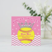 Softball Princess Softball Einladungen zum Geburts (Stehend Vorderseite)