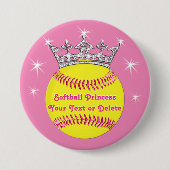 Softball-Prinzessin Pins Tiara, Softball, IHR TEXT Button (Vorderseite)