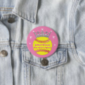 Softball-Prinzessin Pins Tiara, Softball, IHR TEXT Button (Beispiel)