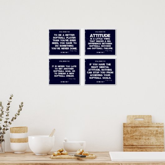 Softball Quotes Blue Collage 9-12 Poster (Küche)