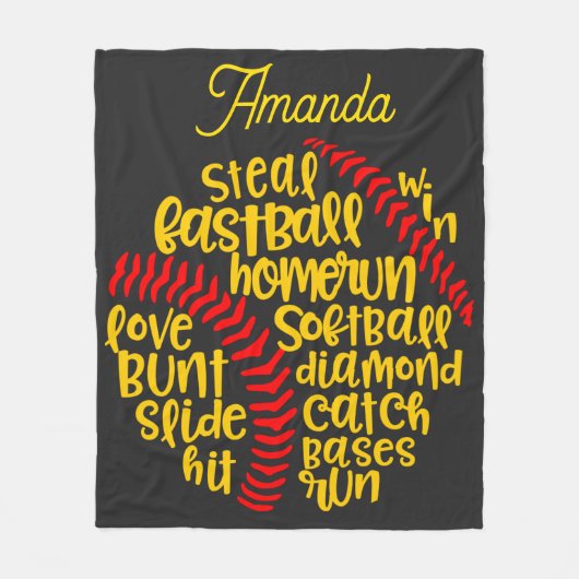 Softball-Redewendungen Spaß Monogram Fleecedecke (Vorderseite)