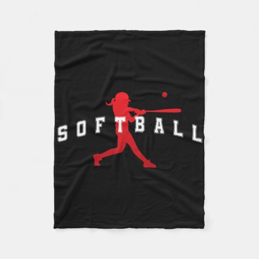 Softball Roter Team Spieler Varsity Text Fleecedecke (Vorderseite)