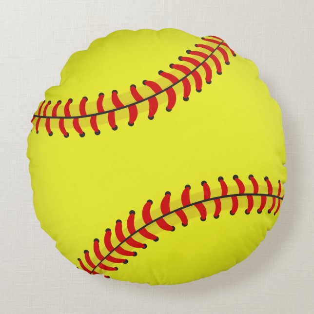 Softball Rundes Kissen (Vorderseite)