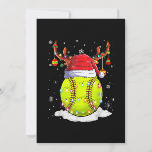 Softball Santa Hut Reindeer Weihnachtsbeleuchtung  Feiertagskarte