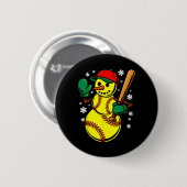 Softball-Santa-Hut-Schneemann-Weihnachten-Lustiger Button (Vorne & Hinten)