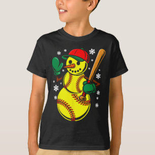 Softball-Santa-Hut-Schneemann-Weihnachten-Lustiger T-Shirt