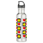 Softball Schachbrett Muster Softball und Herz Spor Edelstahlflasche (Rückseite)