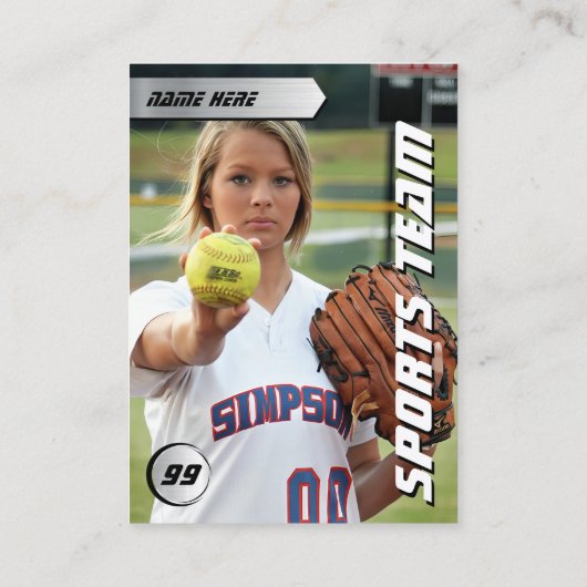 Softball-Schild-Karte für den Softball-Handel Telefonnummerkarte (Rückseite)