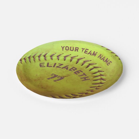 Softball-schmutziger Pappteller (Schrägansicht)