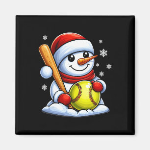 Softball-Schneemann-Weihnachtsmannhut Weihnachten Magnet