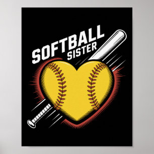 Softball Schwester Leben Fastpitch Herz Mit Schläg Poster