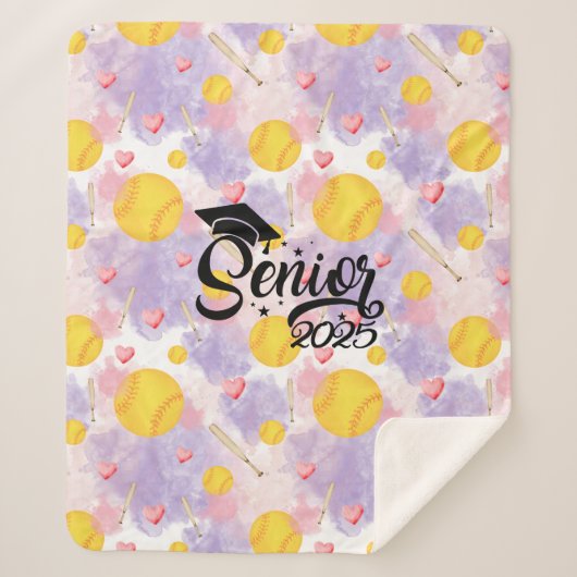 Softball Senior Abschluss gift rosa Herz Sherpadecke (Vorderseite)