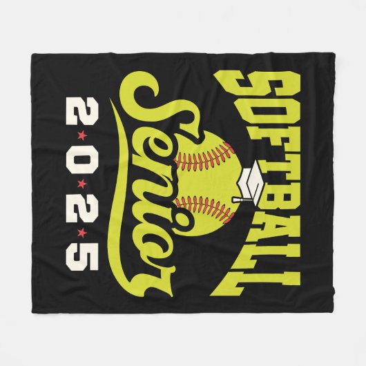 Softball Senior Class 2025 Fleecedecke (Vorderseite (Horizontal))