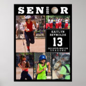 Softball Senior Graduation 5 Photo Collage Poster (Vorne)
