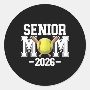 Softball Senior-Mutter, Abiturientin 2026, Senior Runder Aufkleber