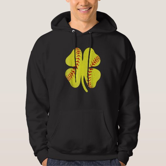 Softball Shamrock Lucky Clover Irish St Patrick's Hoodie (Vorderseite)