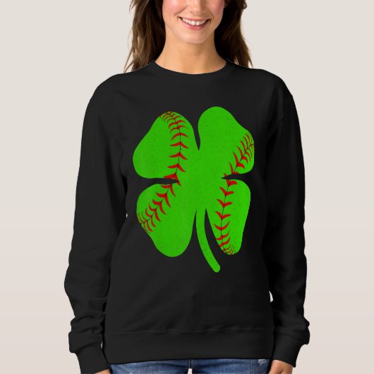 Softball Shamrock Lucky Clover Irish St Patrick's Sweatshirt (Vorderseite)