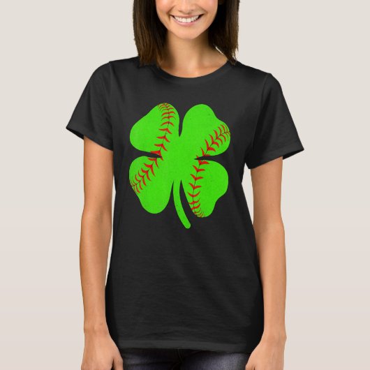 Softball Shamrock Lucky Clover Irish St Patrick's  T-Shirt (Vorderseite)