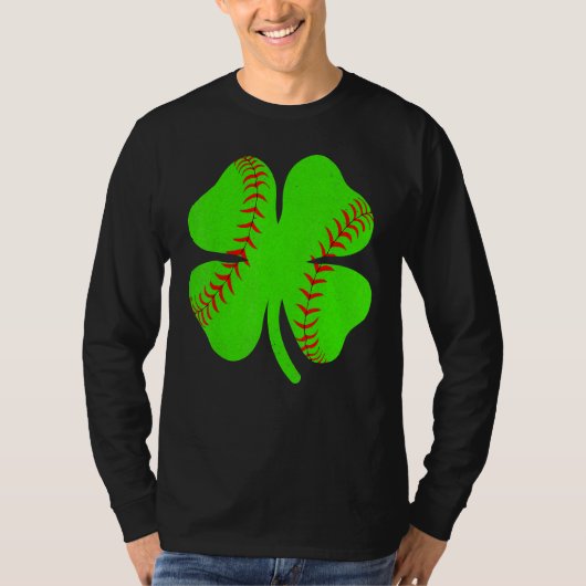 Softball Shamrock Lucky Clover Irish St Patrick's T-Shirt (Vorderseite)