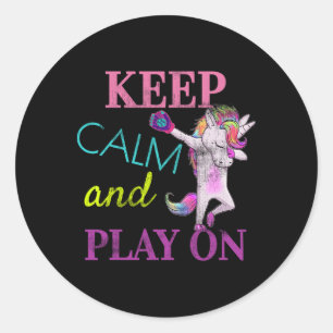 Softball-Shirt Einhorn Dabbing Mädchen Keep Calm A Runder Aufkleber