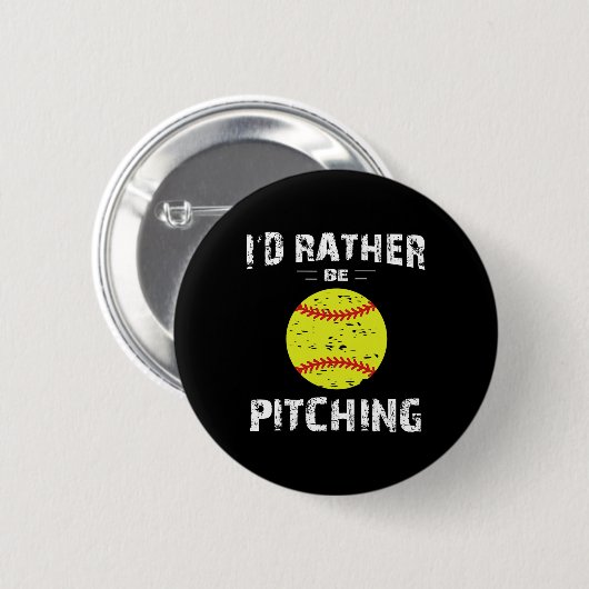 Softball Shirts For Girls Pitcher, I'd Rather Be P Button (Vorne & Hinten)