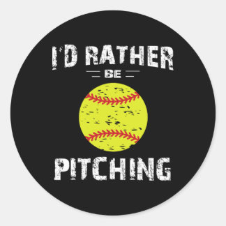 Softball Shirts For Girls Pitcher, I'd Rather Be P Runder Aufkleber