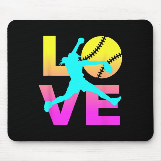 Softball-Shirts für Mädchen Liebe Mousepad (Vorne)