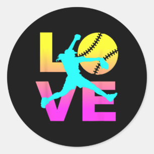 Softball-Shirts für Mädchen Liebe Runder Aufkleber