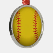Softball Silbernes Ornament (Rechts)