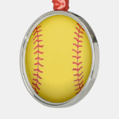 Softball Silbernes Ornament (Links)