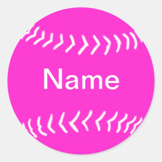 Softball-Silhouette-Aufkleber Rosa Runder Aufkleber (Vorderseite)