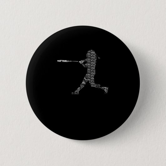 Softball Silhouette Ball Bat Player Game Glove Gif Button (Vorderseite)