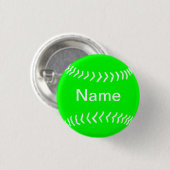 Softball-Silhouette-Knopf-Grün Button (Vorne & Hinten)